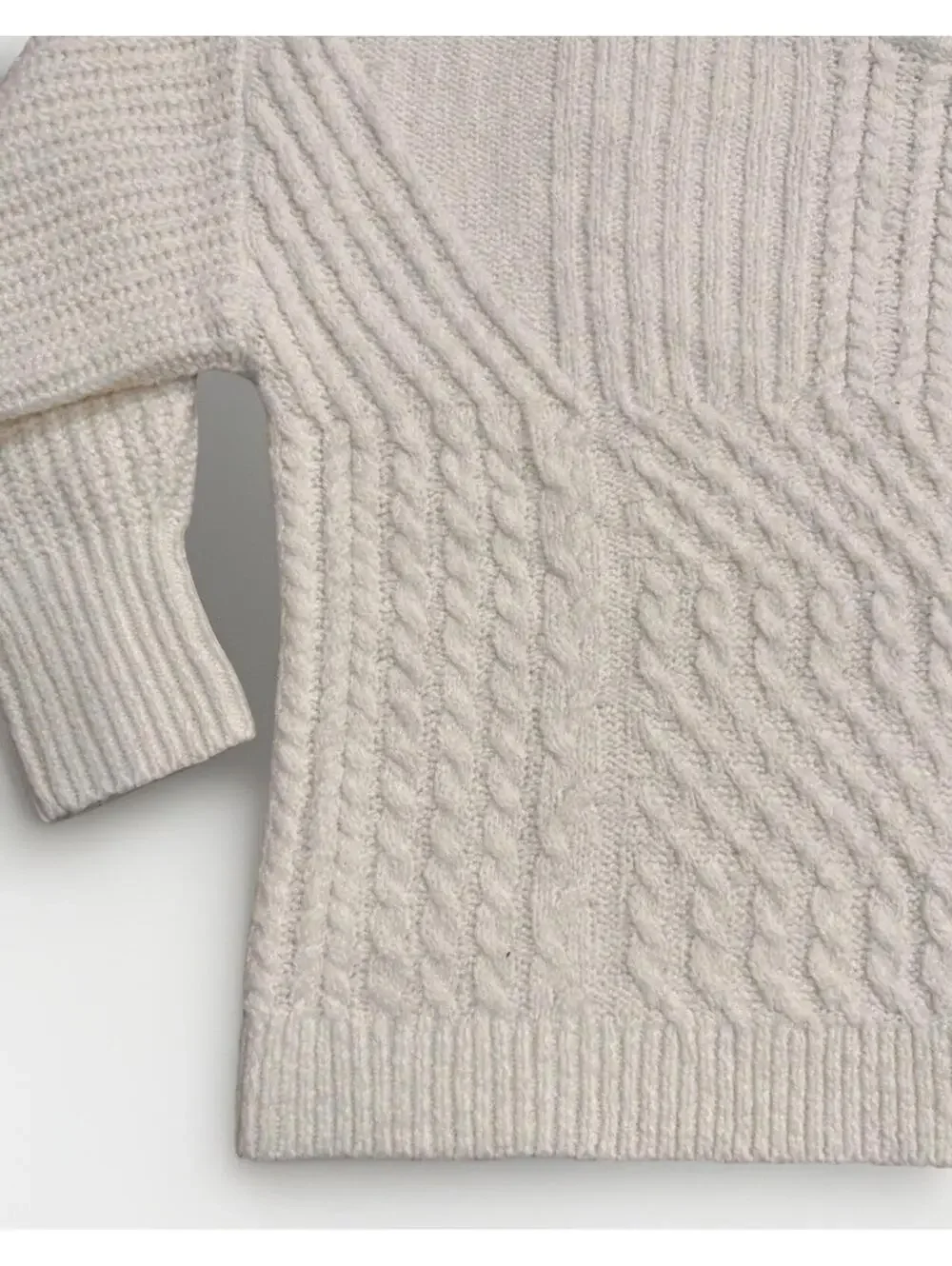 (RFB2) Old Navy Mixed Cable Knit Sweater XL NWT Cream White SoSoft Crewneck
